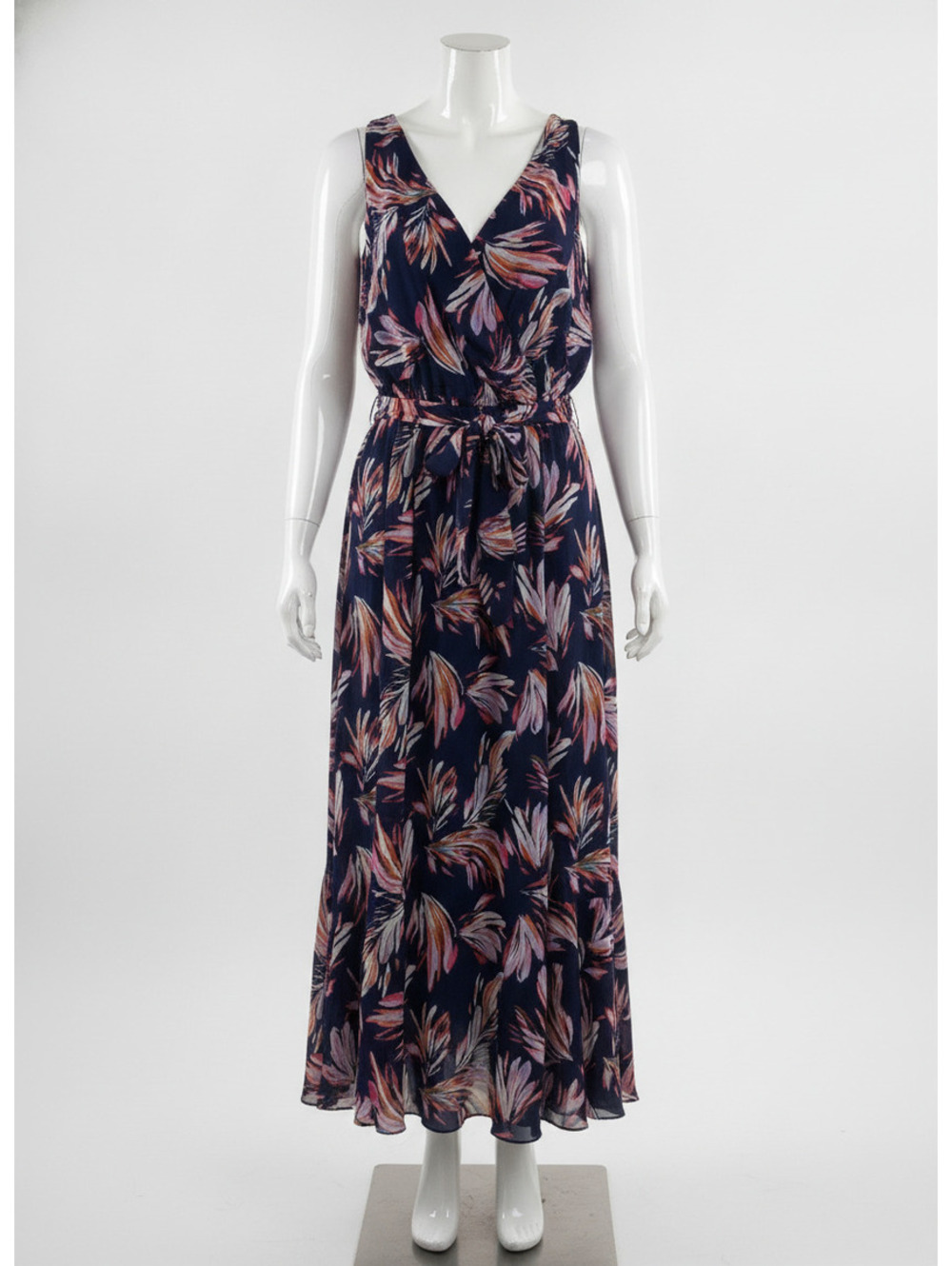 Lane Bryant navy floral tropical ruffle hem sleeveless maxi dress size 24 plus